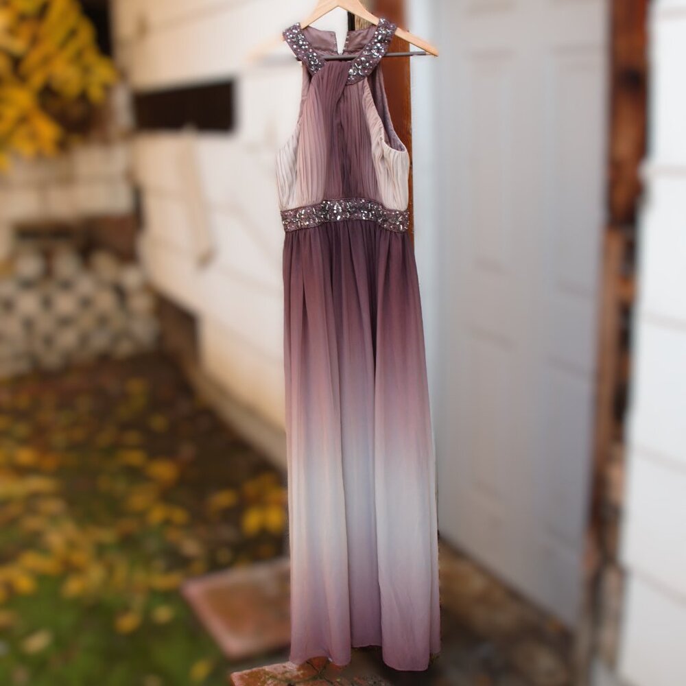 JS Boutique Purple Ombre Halter Gown 14